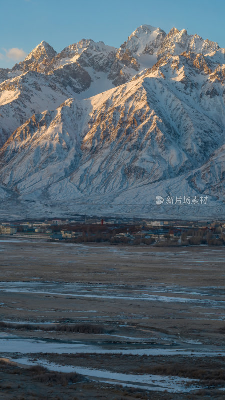 新疆喀什塔县帕米尔高原塔合曼湿地河道航拍