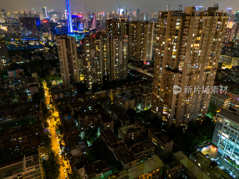 成都春熙路夜景航拍图