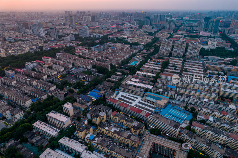 山东济南城市日落晚霞夕阳航拍摄影图