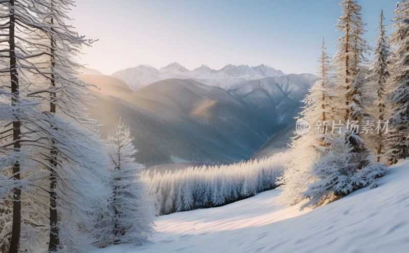 冬季森林白雪覆盖风景