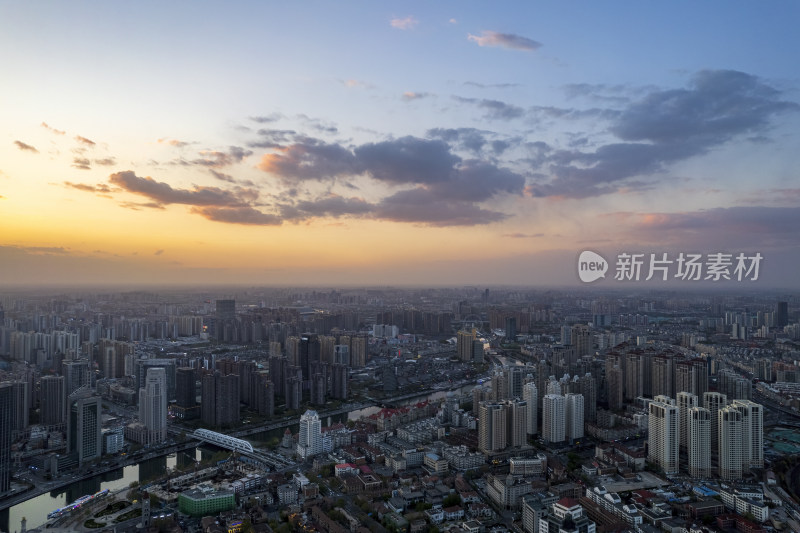 天津海河津湾CBD金融中心城市夜景航拍