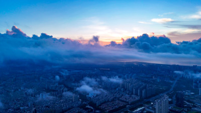 广东汕头云海日出航拍图