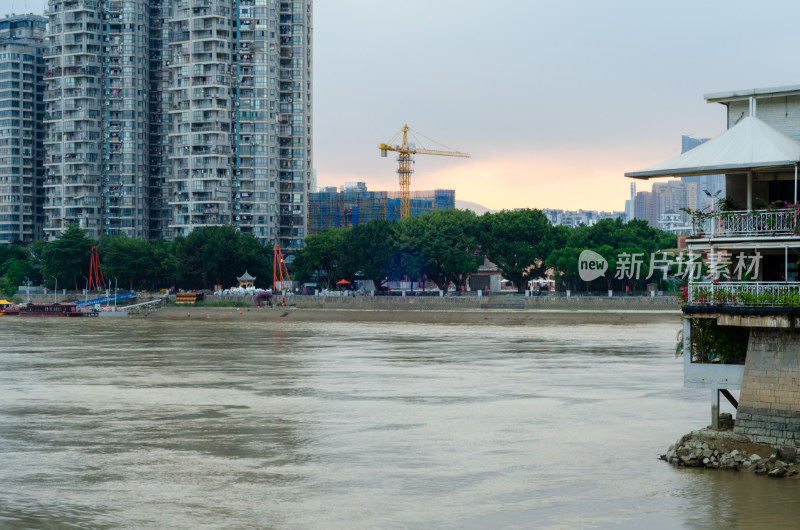 福建福州闽江沿岸城市风光