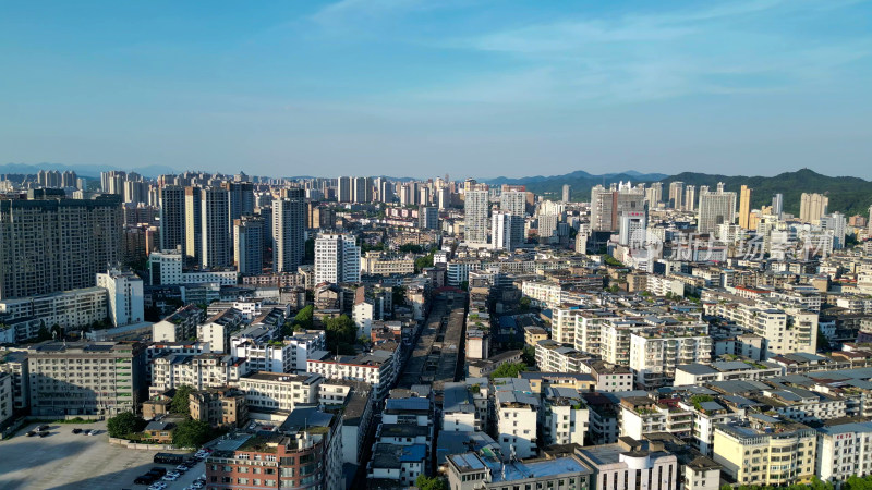 航拍江西上饶大景城市天际线