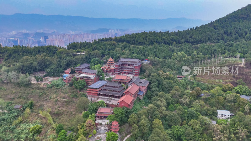 四川达州凤凰山西圣寺航拍图