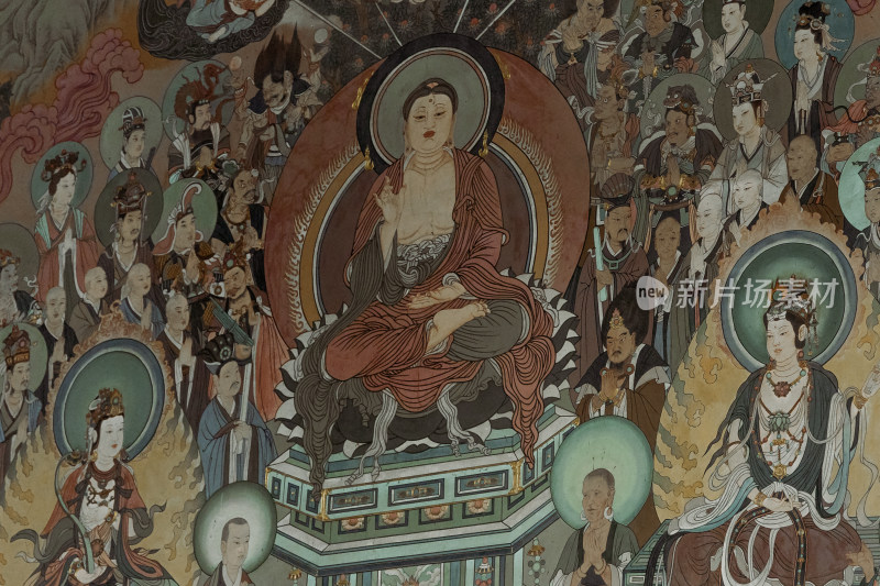 山西大同善化寺景区三圣殿里的佛教壁画