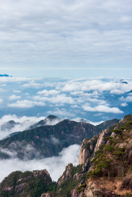 江西上饶三清山山峰云海自然风光