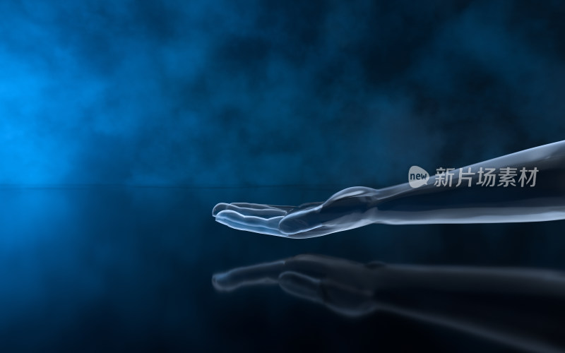 烟雾背景下的手臂模型 3D渲染