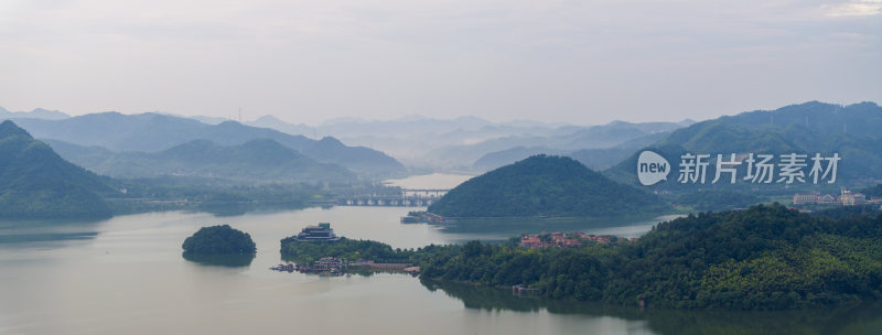 杭州临安青山湖晨曦风光航拍