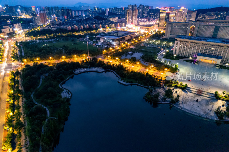 宜春城市夜景交通航拍图