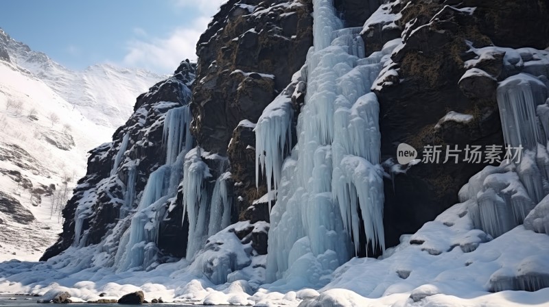 冬季唯美雪景雪山海报背景配图高清摄影图