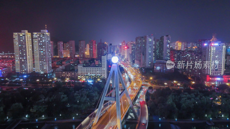 青海西宁夜景西宁中心广场西宁昆仑桥夜景