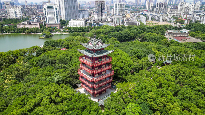 湖南株洲神龙塔地标建筑航拍