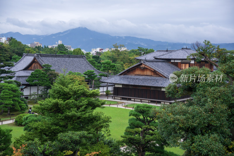 高处俯拍日本京都二条城