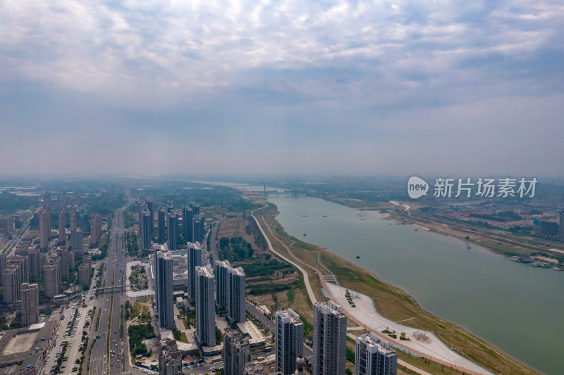 安徽蚌埠淮河两岸高楼建筑航拍图