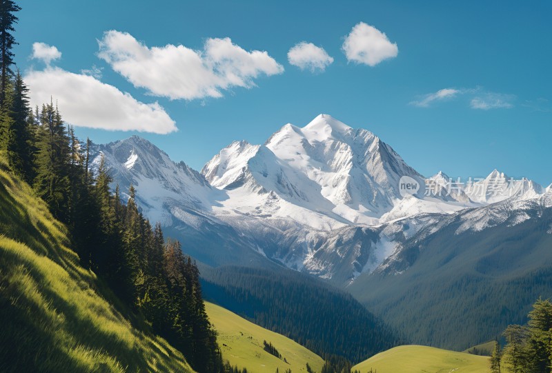 雪山高原草原森林风景