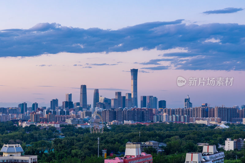 北京国贸CBD中央商务区城市夕阳风光