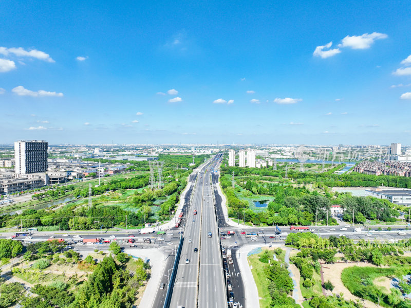 航拍江苏苏州昆山城市建筑风光大景