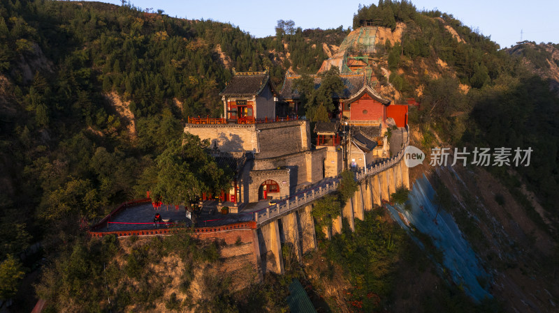 山西临汾隰县小西天千佛寺清晨航拍