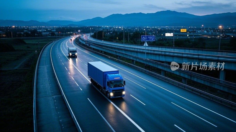 一辆大卡车在公路上行驶