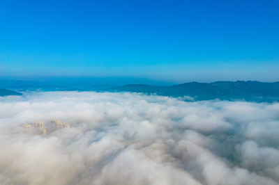 云层之上云海风景航拍摄影图