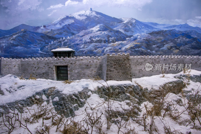 沈阳博物馆冬日长城雪景壮丽山河场景