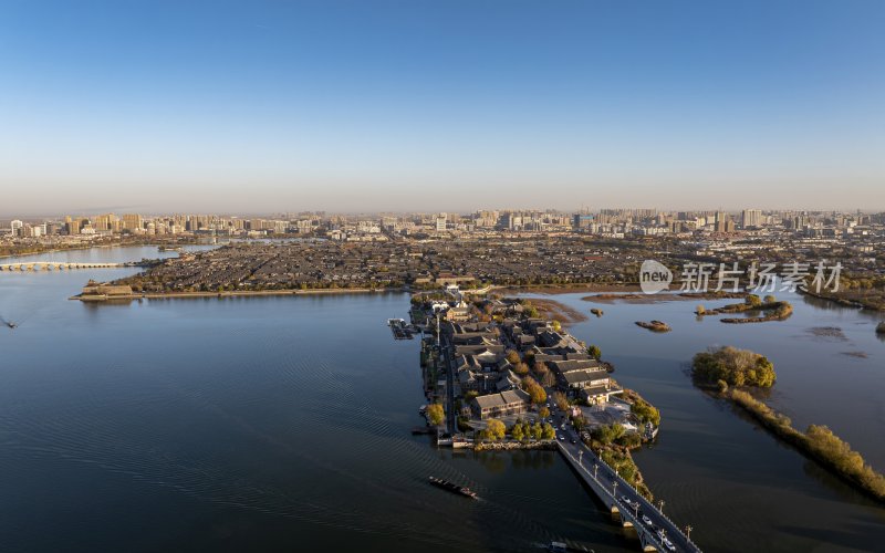 山东省聊城市东昌府区聊城古城航拍