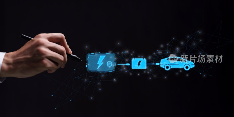 手绘图解电动汽车充电流程