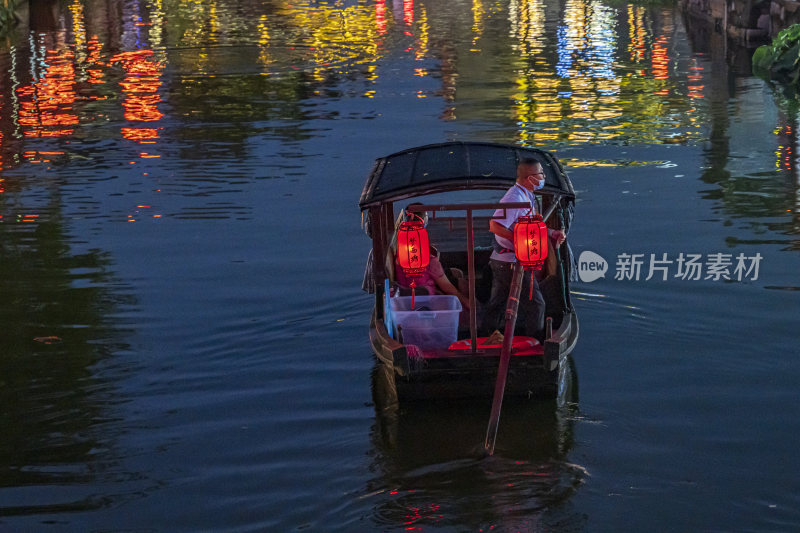 浙江嘉兴西塘古镇江南水乡夜景