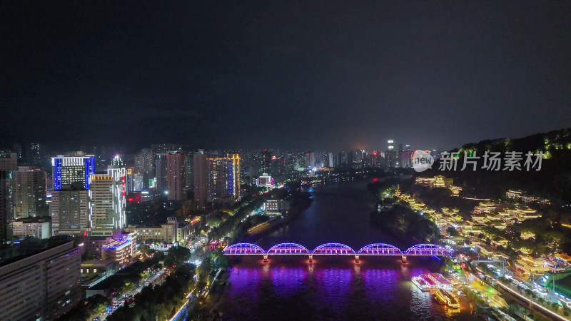 甘肃兰州中山桥夜景