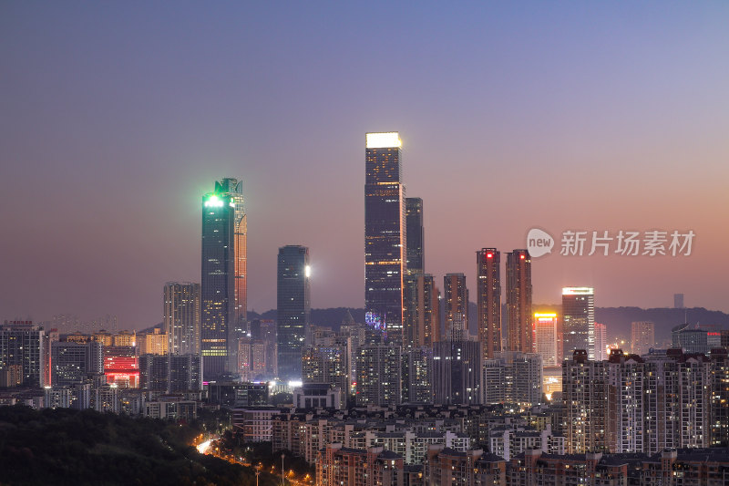 广西南宁东盟商务区城市风光建筑夜景