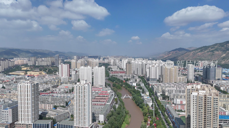 青海西宁大景青海城市建设航拍