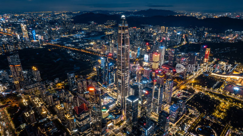 深圳福田CBD航拍夜景