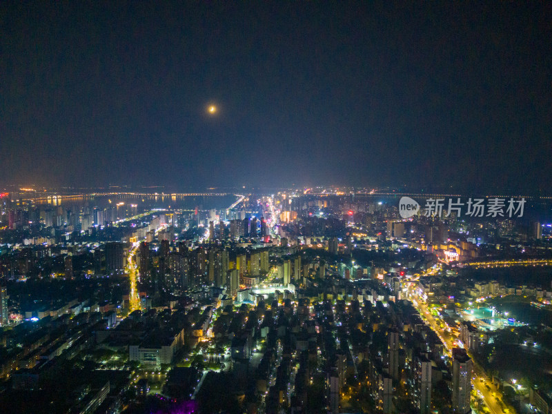 九江夜景大景航拍图