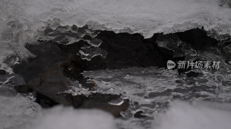 冬季雪地冰冻的河流