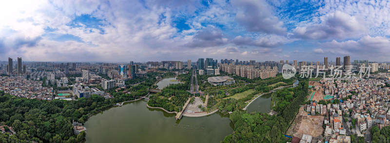 广东佛山千灯湖城市CBD航拍全景图