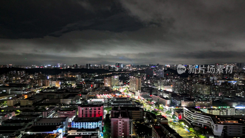 广东深圳城市大景夜景灯光航拍图