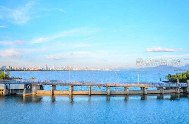 深圳湾滨海CBD摩天大楼建筑与桥梁