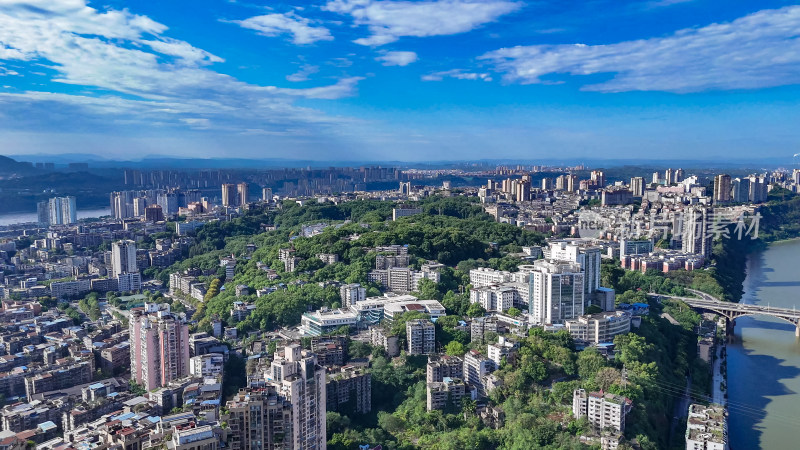 航拍四川泸州城市建设高楼建筑