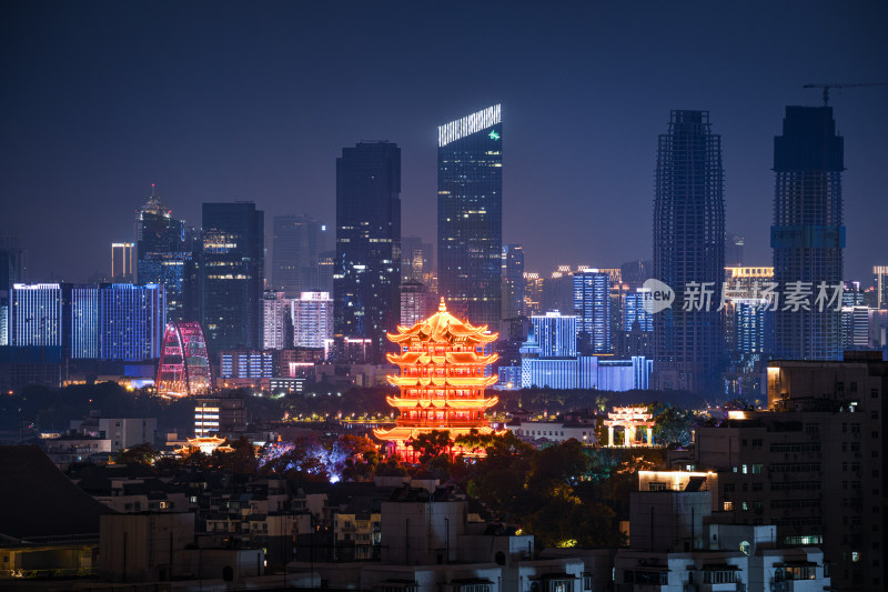 高视角武汉黄鹤楼夜景