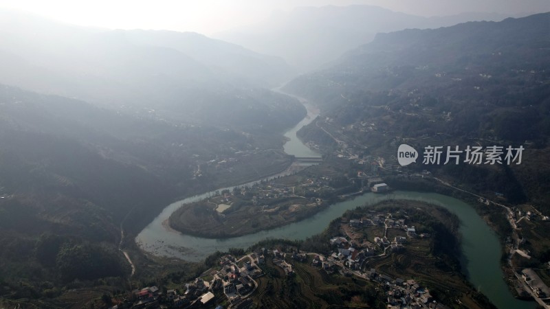 长江支流湖北恩施清江段风景风光航拍