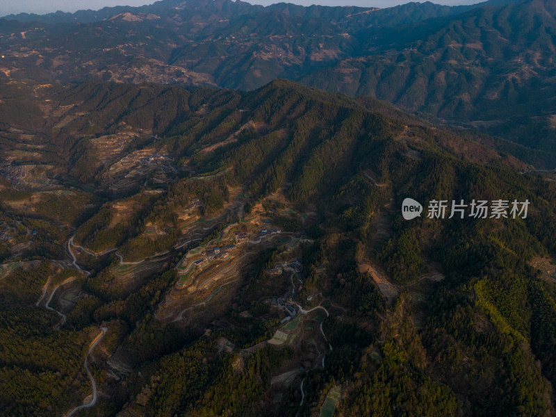 祖国大好河山山川日落航拍摄影图