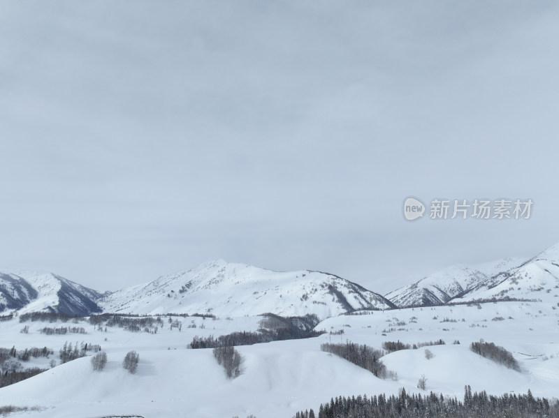 中国新疆阿勒泰禾木冬季雪景白雪覆盖的禾木