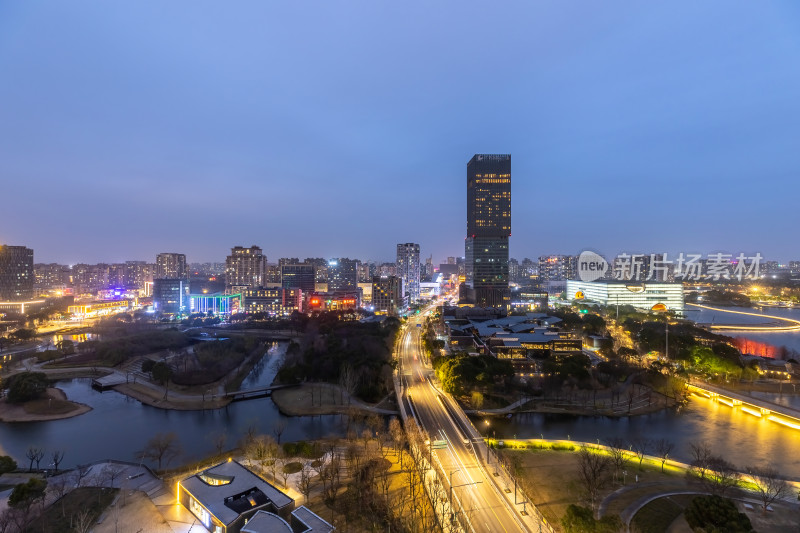 上海嘉定区嘉定新城商务建筑夜景