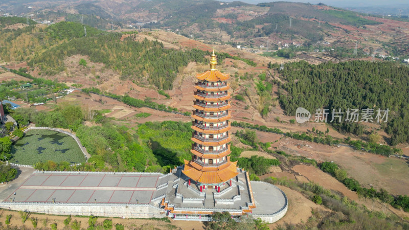 云南弥勒锦屏山景区航拍