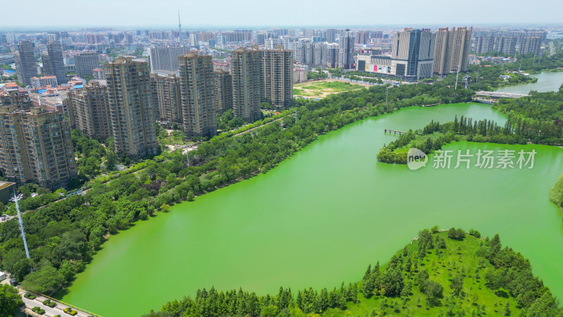 航拍湖北孝感市槐荫公园