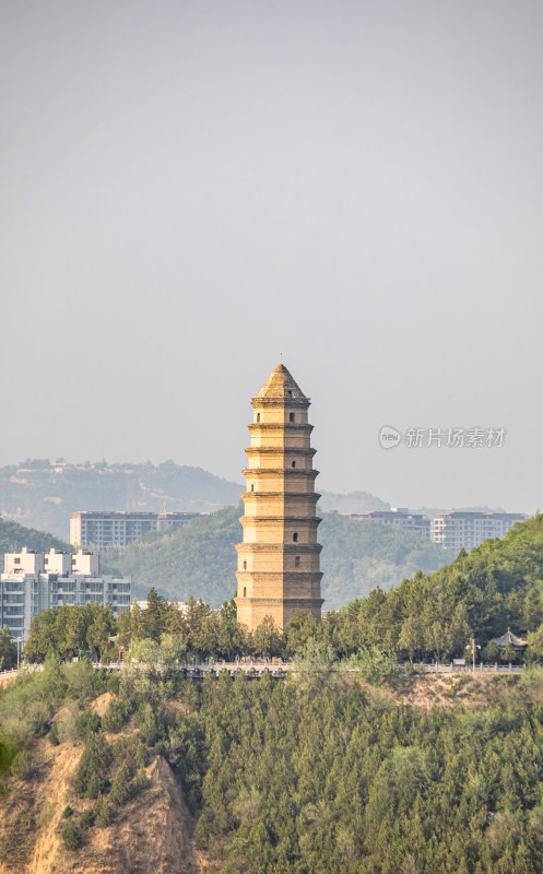 陕西延安宝塔山宝塔岭山寺塔摘星楼