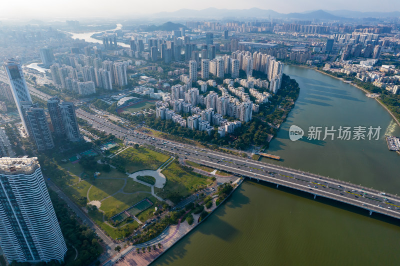 广东珠海城市风光交通航拍摄影图