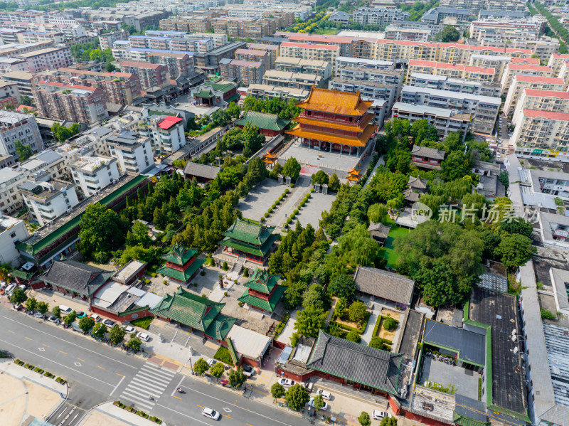 航拍夏季许昌文庙春秋楼关圣殿景区古建筑