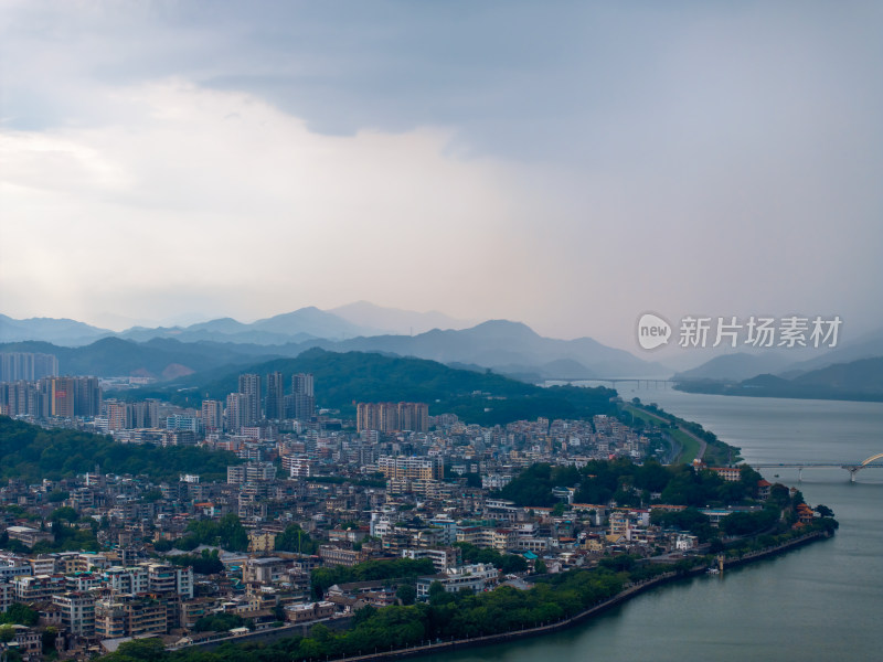 航拍夏季白天广东潮州韩江江景风光